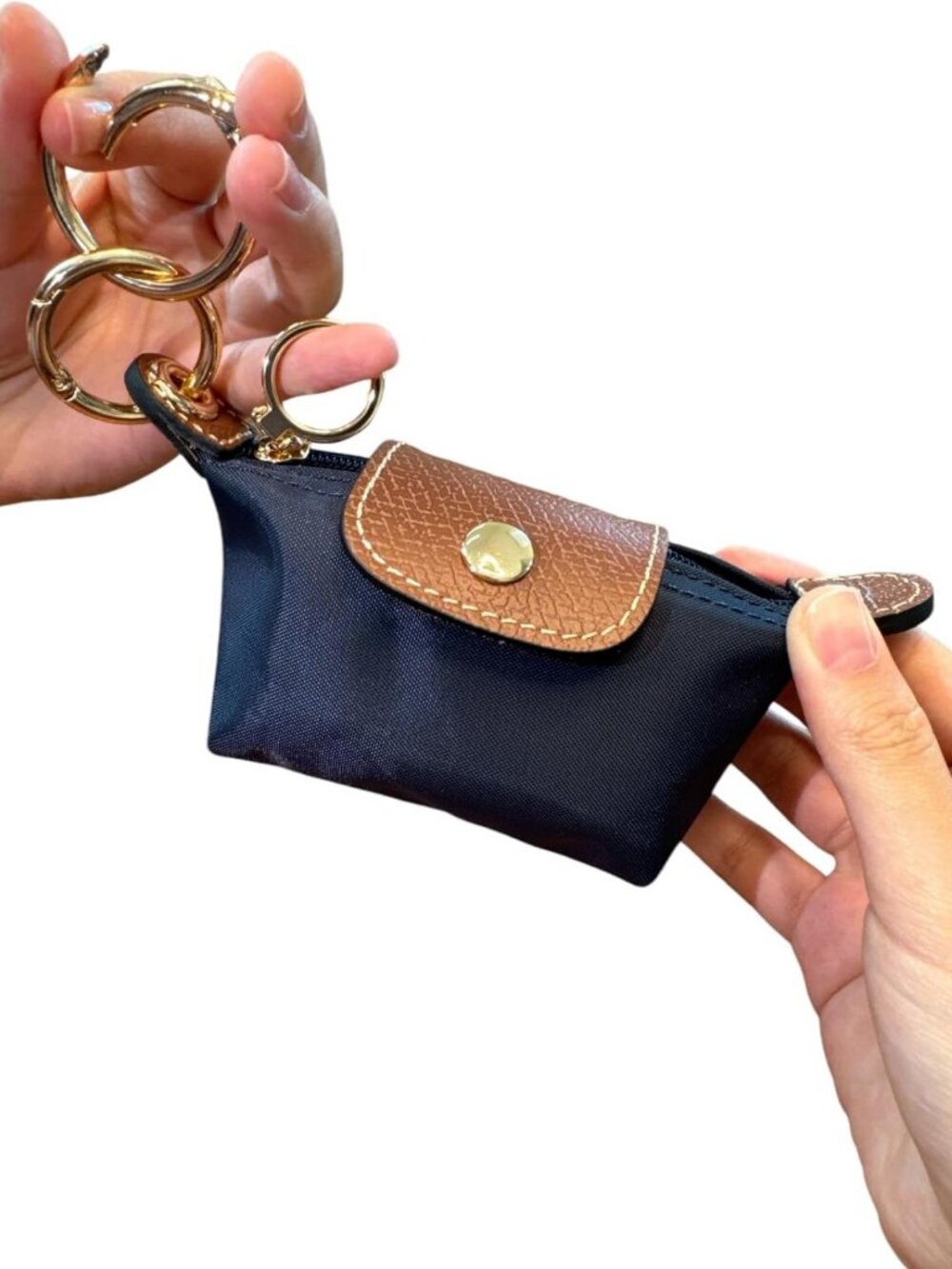 Navy Blue Mini Keychain Pouch | Functional Coin Purse & Card Holder | Bag Charm - Picture 4 of 7